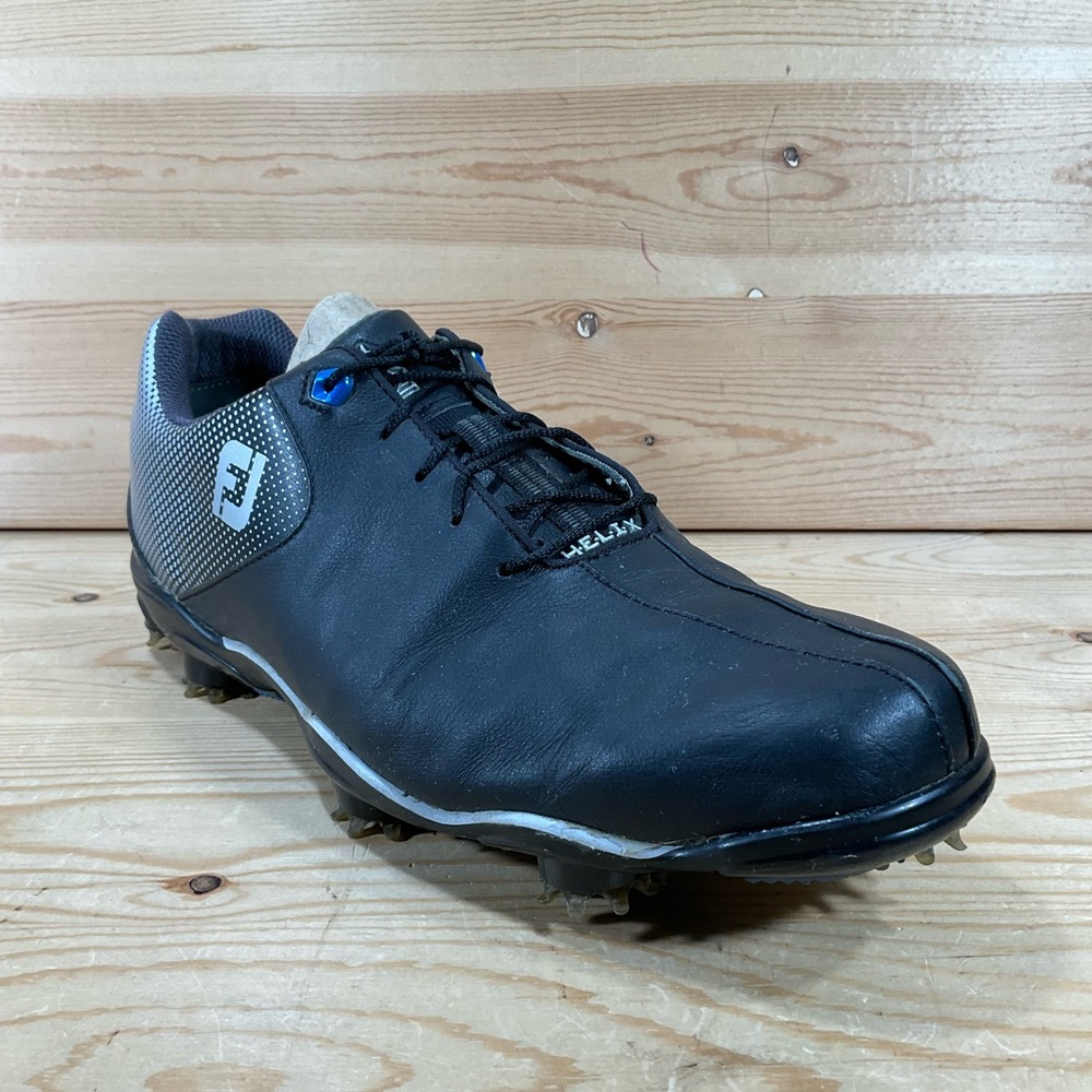 FootJoy FJ DNA Helix Spikes Golf Shoes Men’s 11.5 M Black/Silver 53318 - Picture 2 of 10